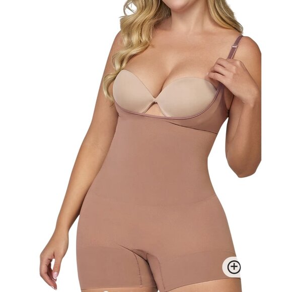Curveez® Second Skin Hip Hugger Bodysuit Shapewear Brown Cocoa Sz LG  CUR3005 - Picture 1 of 8